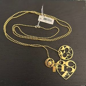 COACH Signature Logo Charm Necklace. 3 Charms.